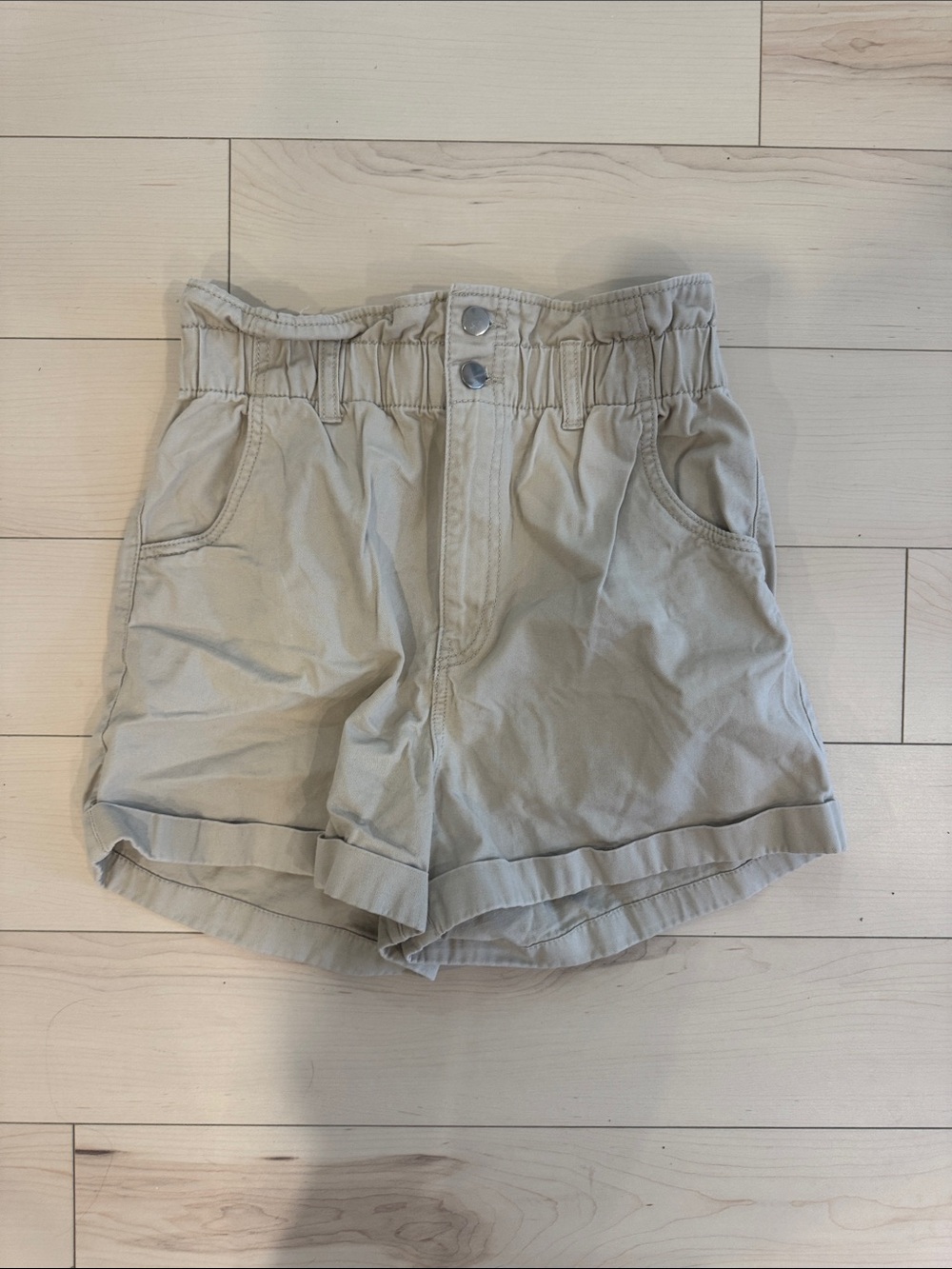 H&M Cream Paperbag Waist Cargo Shorts